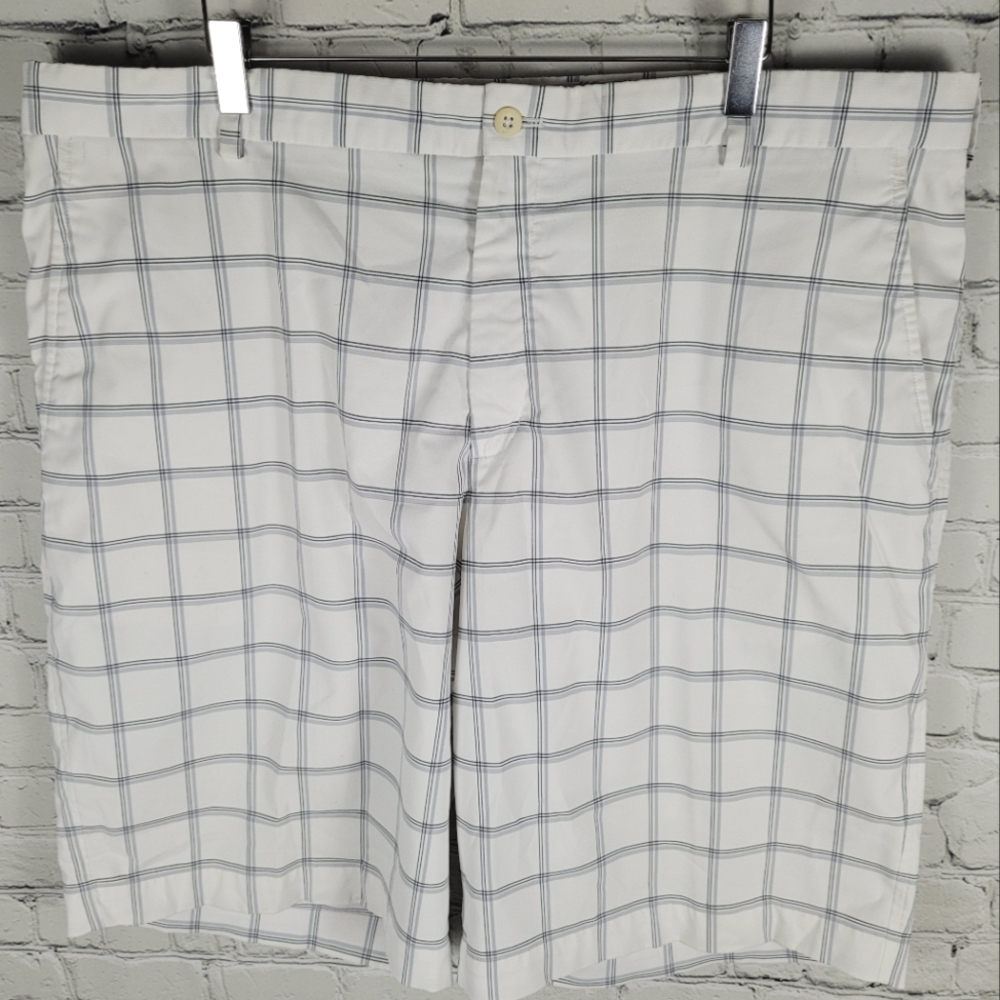 NIKE GOLF | plaid golf stretch athletic flat front shorts